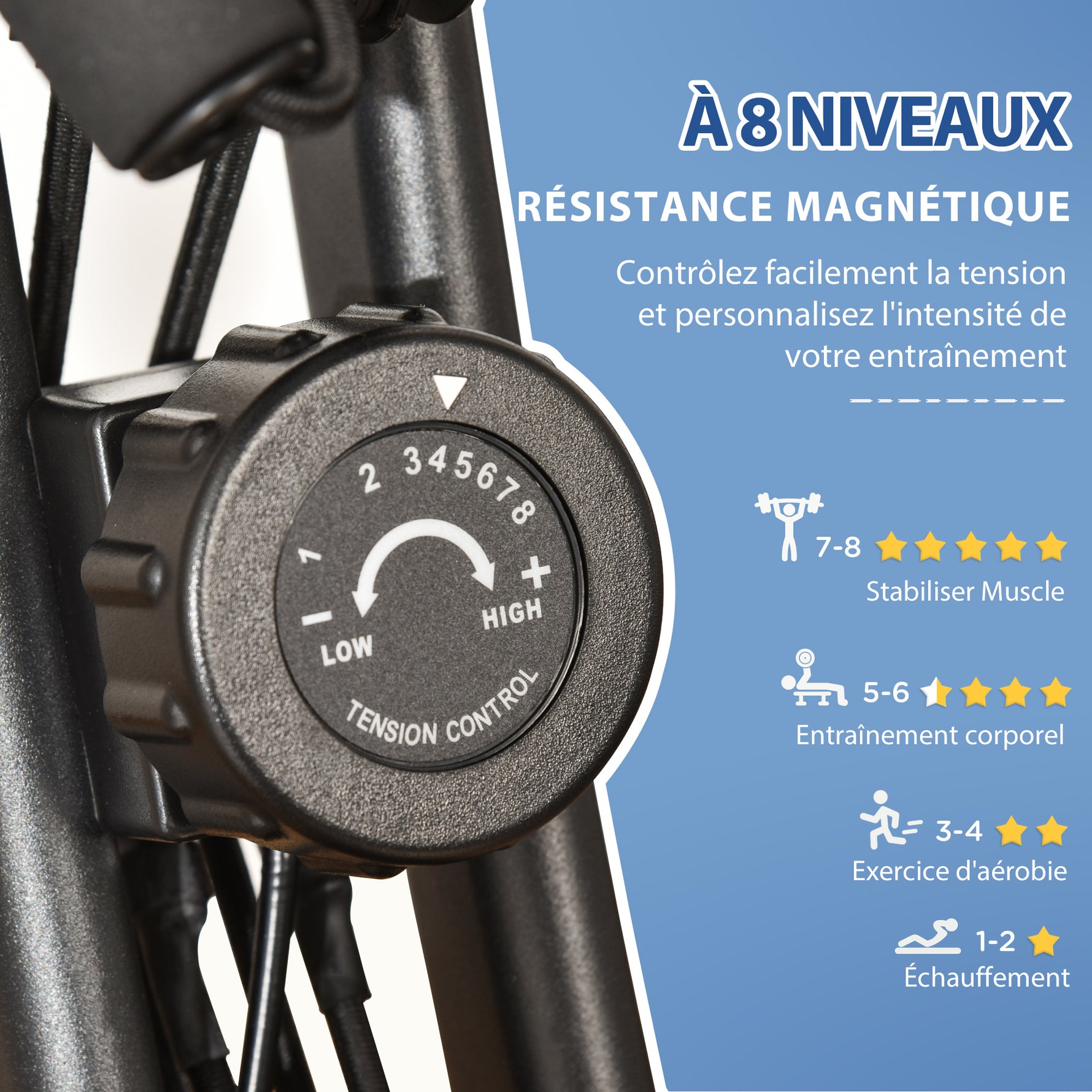 Vélo d'Appartement Pliable 4-en-1 - Ergomètre Magnétique Silencieux avec Cordes de Résistance - Sport Maison et Cardio-training avec Roulettes, Selle Confort et LCD (Max 120kg), Noir