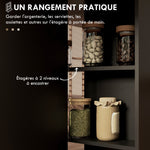 Table pliante de cuisine salle à manger amovible sur roulettes 75 x 140 x 74 cm coloris chêne et noir