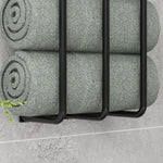 Porte serviettes mural 3 barres en métal noir - peut contenir jusqu'à 6 serviettes, dim. 21l x 12P x 74H cm