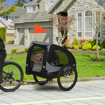 Rimorchio per bici per cani con finestre in rete, catarifrangenti e bandierina di sicurezza 140 x 71 x 83 cm nero