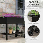Jardinière sur Pieds Potager dim. 109L x 39l x 80H cm étagère 2 Roues + Insert d'irrigation métal Noir