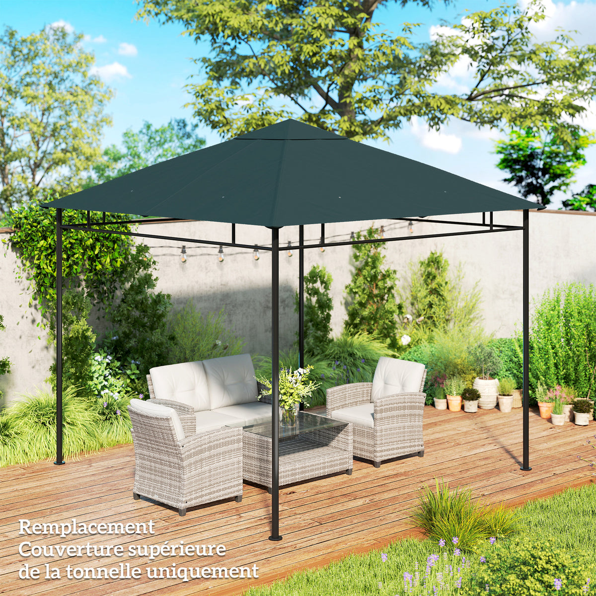 Toile de rechange pour pavillon tonnelle tente toit de remplacement gazebo de jardin tissu polyester 180 g/m²