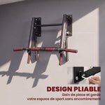Barre de Traction Murale Pliable avec Poignées Antidérapantes, 3 Crochets pour Bandes de Résistance, 98x65x31cm, Noir