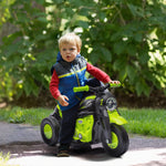 Moto électrique enfants 2-5 ans, 3 roues, 6 V, 3 km/h, avec fonction de bulles, effets lumineux et sonores, vert