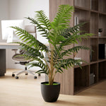 Plante artificielle intérieure 90 cm fougère arbre artificiel en pot avec branches flexibles, intérieure et extérieure