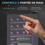 Cave à vin 16 bouteilles 42L, réfrigérateur à vin et boissons avec température réglable 5-18°C, porte en verre, noir