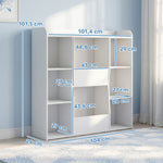 Meuble rangement enfant, bibliothèque enfants avec 8 compartiments et étagère supérieure, 104 x 29 x 101,5 cm, blanc