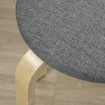 Ensemble de 4 tabourets empilables ronds sans dossier avec assise rembourrée, 40 x 40 x 45 cm, gris