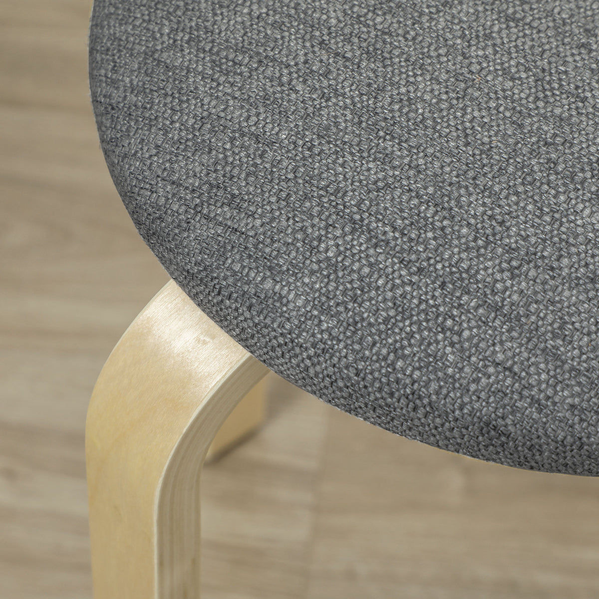 Ensemble de 4 tabourets empilables ronds sans dossier avec assise rembourrée, 40 x 40 x 45 cm, gris