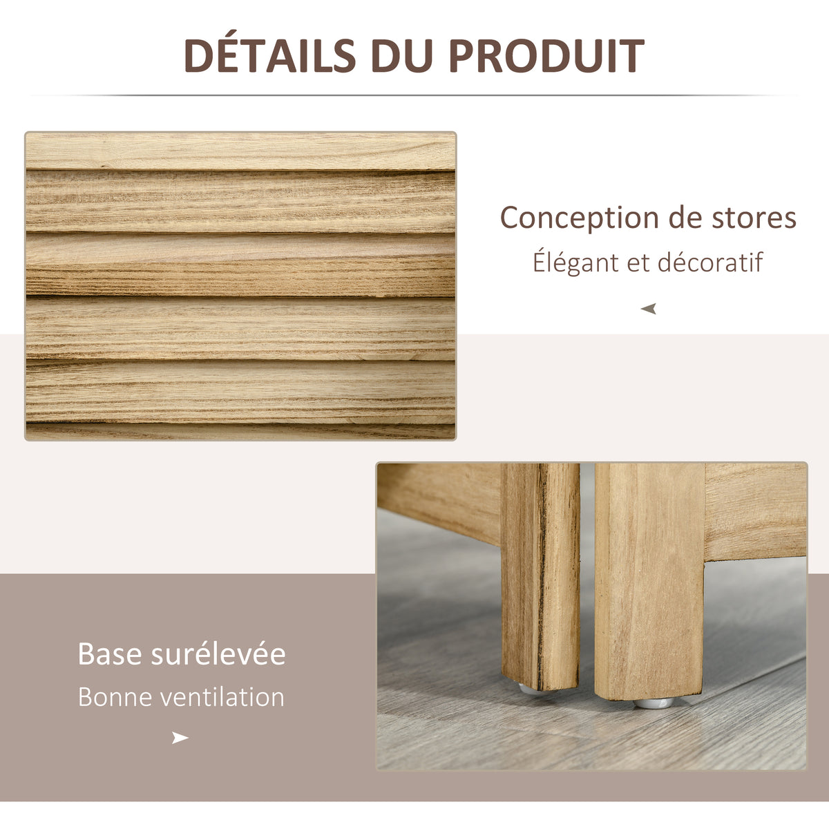 Paravent intérieur 4 panneaux 3 étagères pliables portes persiennes bois de paulownia aspect pin autoclave