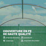 Serre tunnel de jardin 18m², serre de jardin tunnel avec porte et 12 fenêtres avec moustiquaires, 295x597x200cm, vert