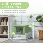 Lettiera per gatti pieghevole con doppia porta a battente e apertura superiore, paletta inclusa, 47,5 x 35,5 x 36,7 cm, verde avocado