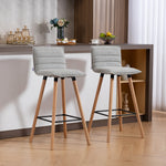 Lot de 2 tabourets de bar, chaises de bar, assise rembourrée, dossier et repose-pieds, 48 x 48 x 99,5 cm, gris