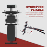 Banc de musculation pliable inclinable, banc réglable pour le développé couché, le curl biceps, la musculation du dos et des abdominaux, avec extenseur des jambes, acier, noir rouge