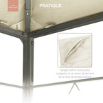 Toile de rechange pour pavillon tonnelle tente toit de remplacement gazebo de jardin polyester 180 g/m² 3 x 3 m crème