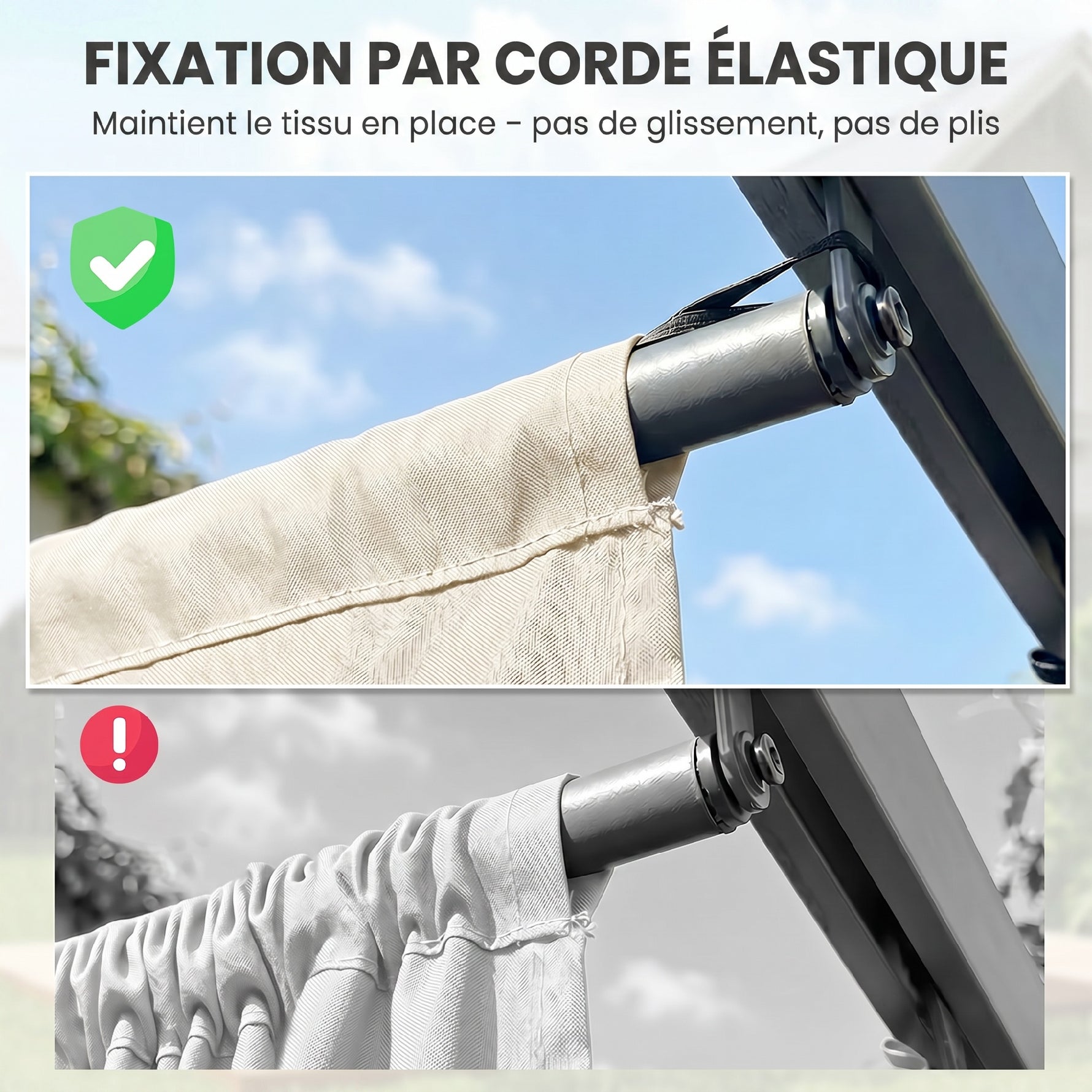 Toile de toit pour pergola tonnelle rétractable de 3 x 3 m - toile uniquement 250 x 255 cm crème