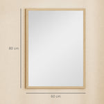 Miroir mural rectangulaire 80 x 60 cm, cadre en bois naturel, idéal pour la salle de bain, salon ou chambre