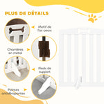 Barrière de sécurité chien barrière pliable pour chien pieds de support pointes antidérapantes 207,5 x 30 x 61 cm blanc