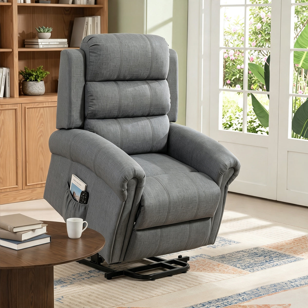 Fauteuil releveur électrique, fauteuil relax électrique avec fonction massage et chauffage, 87 x 87,5 x 108 cm, gris