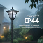 Luminaire extérieur lampadaire sur pied solaire lampadaire lanterne classique LED 30 Lm dim. 15L x 15l x 120H cm noir