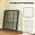 Dog playpen, 6-panel modular and foldable dog enclosure, portable steel with door 80 x 80 grey