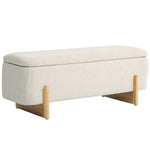 Panca contenitore, fondo letto imbottito, cerniere di sicurezza, gambe a U in legno di gomma stabile, crema