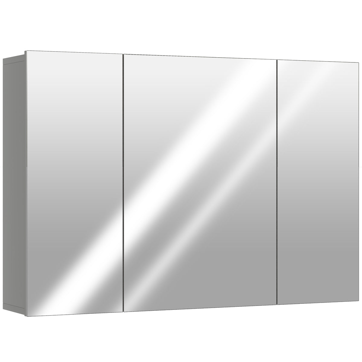 Armoire murale de salle de bain avec 3 portes miroir et étagères réglables en MDF Gris dim. 90L x 15l x 60H cm