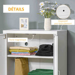 Armadio da ufficio a 3 ripiani mobiletto contenitore per ufficio in metallo 2 ante ripiani regolabili 75 x 33 x 110 cm bianco
