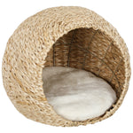 Cuccia per gatti casetta per gatti cuscino morbido interno spazioso in tifa 45 x 41 x 37 cm marrone