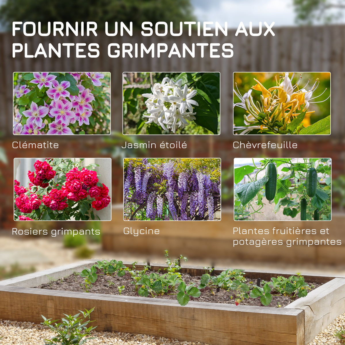 Treillis de jardin lot de 2 support pour plantes grimpantes en métal - 51 x 152 cm noir