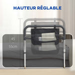 Barra de apoyo para cama, barrera segura, protector, asa ajustable en 5 alturas, bolsillo de almacenamiento, 87Lx51.5Ax45-55H cm