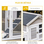 Clapier cage à lapins cottage - niche supérieure avec rampe et enclos extérieur - plateau coulissant, toit