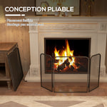 Pare feu cheminée pliable 3 panneaux, pare-étincelles cheminée, grille de protection cheminée en maille de métal noir