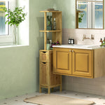 Colonne de salle de bain meuble de salle de bain avec 2 étagères 2 placards en bambou 18l x 30P x 120H cm bois naturel