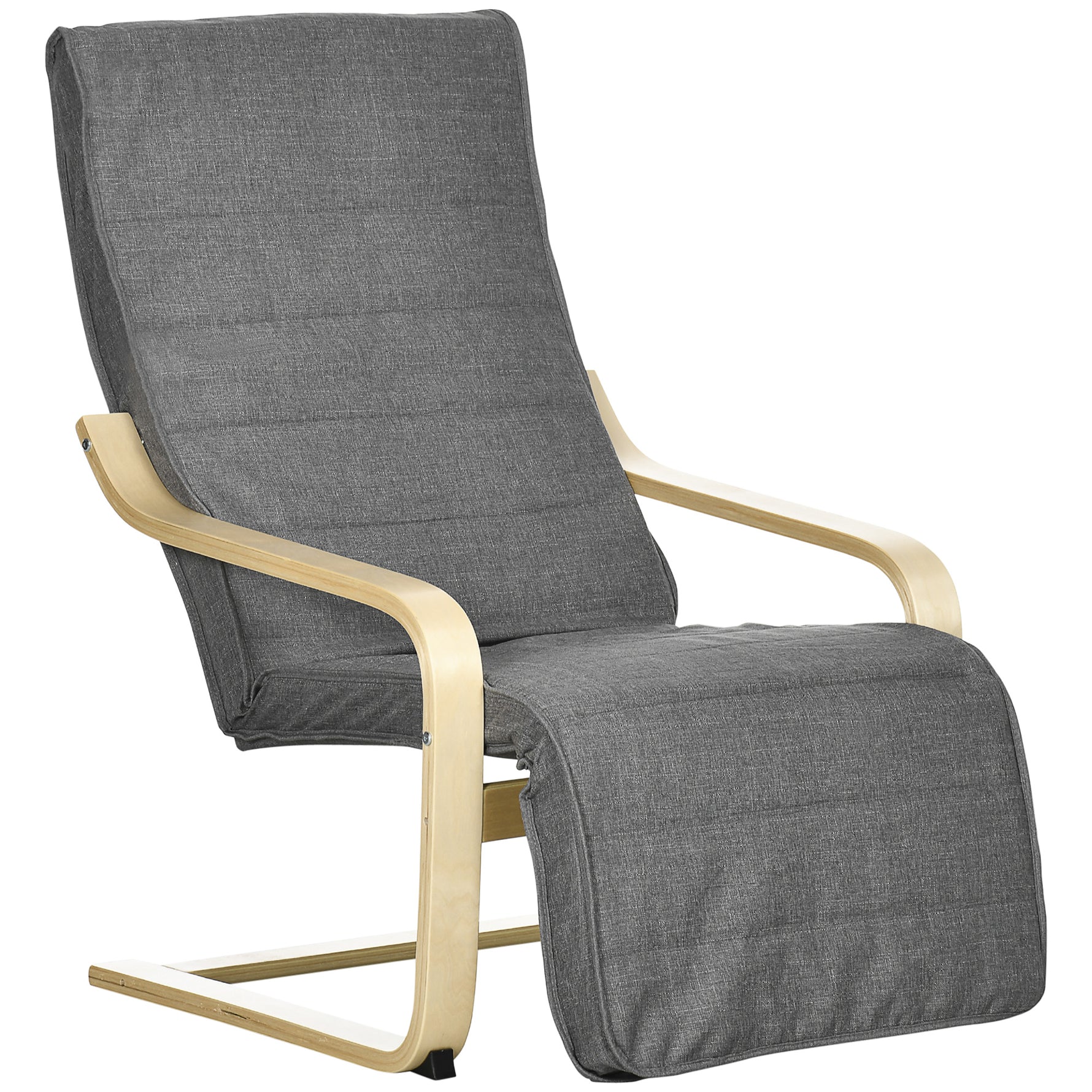 Fauteuil Luxe Confort et Relaxation avec Repose-Pied réglable déhoussable 94 x 66,5 x 100 cm cm Bois Massif Gris