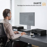 Rehausseur Écran PC Bureau, Support d'Écran d'Ordinateur de 60-116 cm avec 2 Tiroirs, Longueur et Angle Réglables Noir