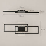 Plafonnier LED rectangle 43W, luminaire plafonnier 3000-6000K, 4600LM, télécommande, 70 x 30 cm, noir