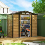 Abri de jardin 2,36 m², cabane de jardin exterieur en acier galvanisé facile à monter, 213x120x194cm chêne