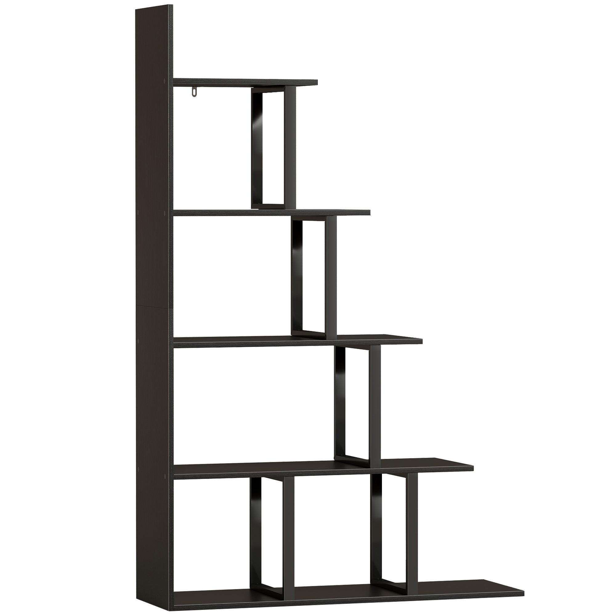Étagère bibliothèque séparateur de pièce style industriel en escalier 5 étagères 102 x 30 x 160 cm coloris noir