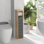 Support Papier Toilette - Porte-Papier Toilette - 2 Niveaux MDF Gris Bambou