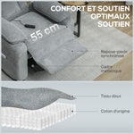 Sillón relax eléctrico, sillón reclinable, puerto USB, reposapiés, bolsillos laterales, mando a distancia, 86x90x103cm, gris claro