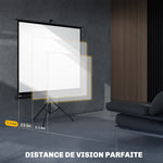 Écran de projection 84 pouces avec support trépied hauteur réglable, écran 4K HD 4:3, en intérieur/à l'extérieur