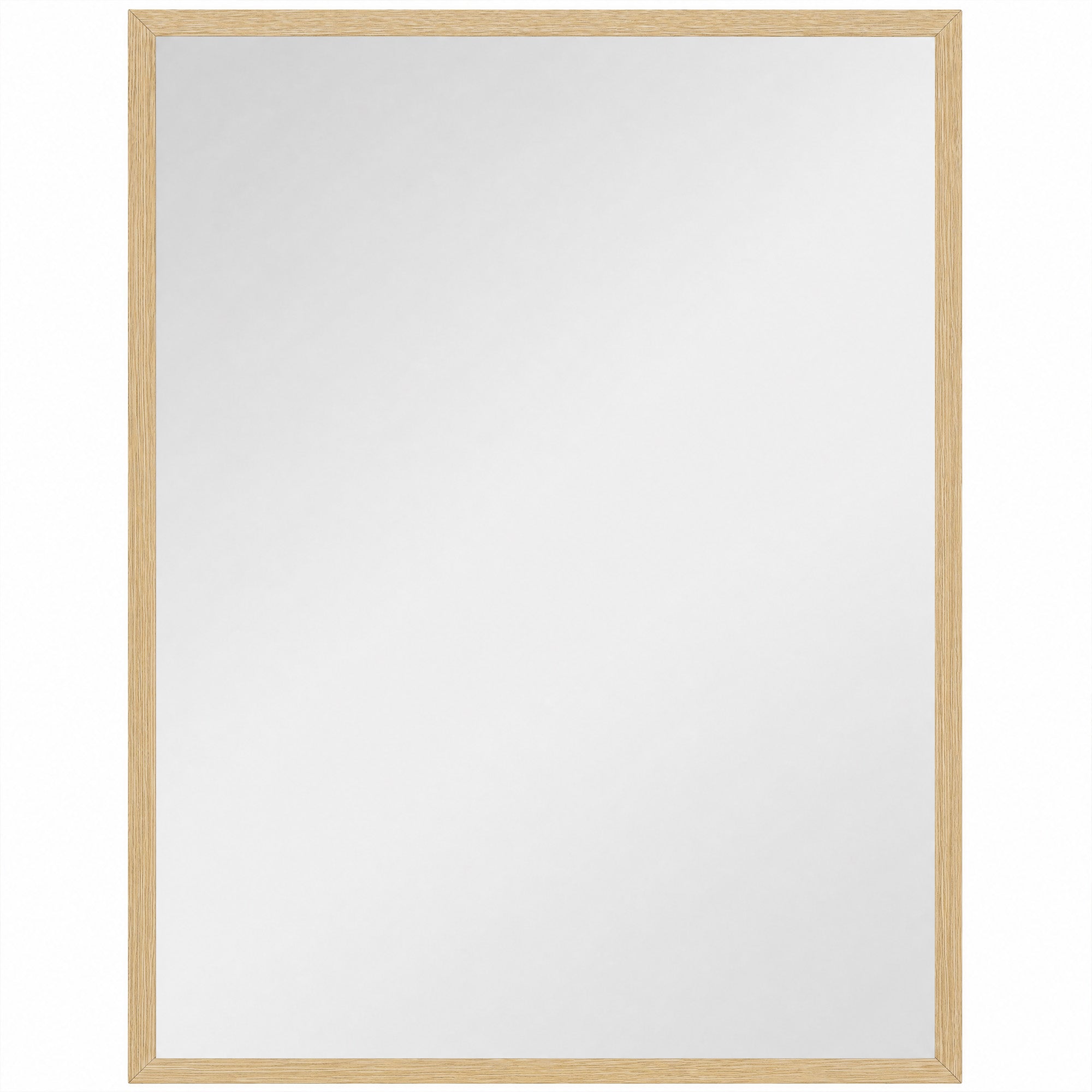 Miroir mural rectangulaire 90 x 70 cm, cadre en bois, idéal pour la salle de bain, salon ou chambre, naturel