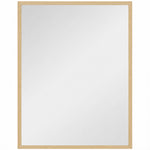 Miroir mural rectangulaire 90 x 70 cm, cadre en bois, idéal pour la salle de bain, salon ou chambre, naturel