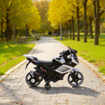 Moto électrique enfants 6 V, voiture électrique enfants avec roues d'entraînement, effets lumineux et sonores, blanc