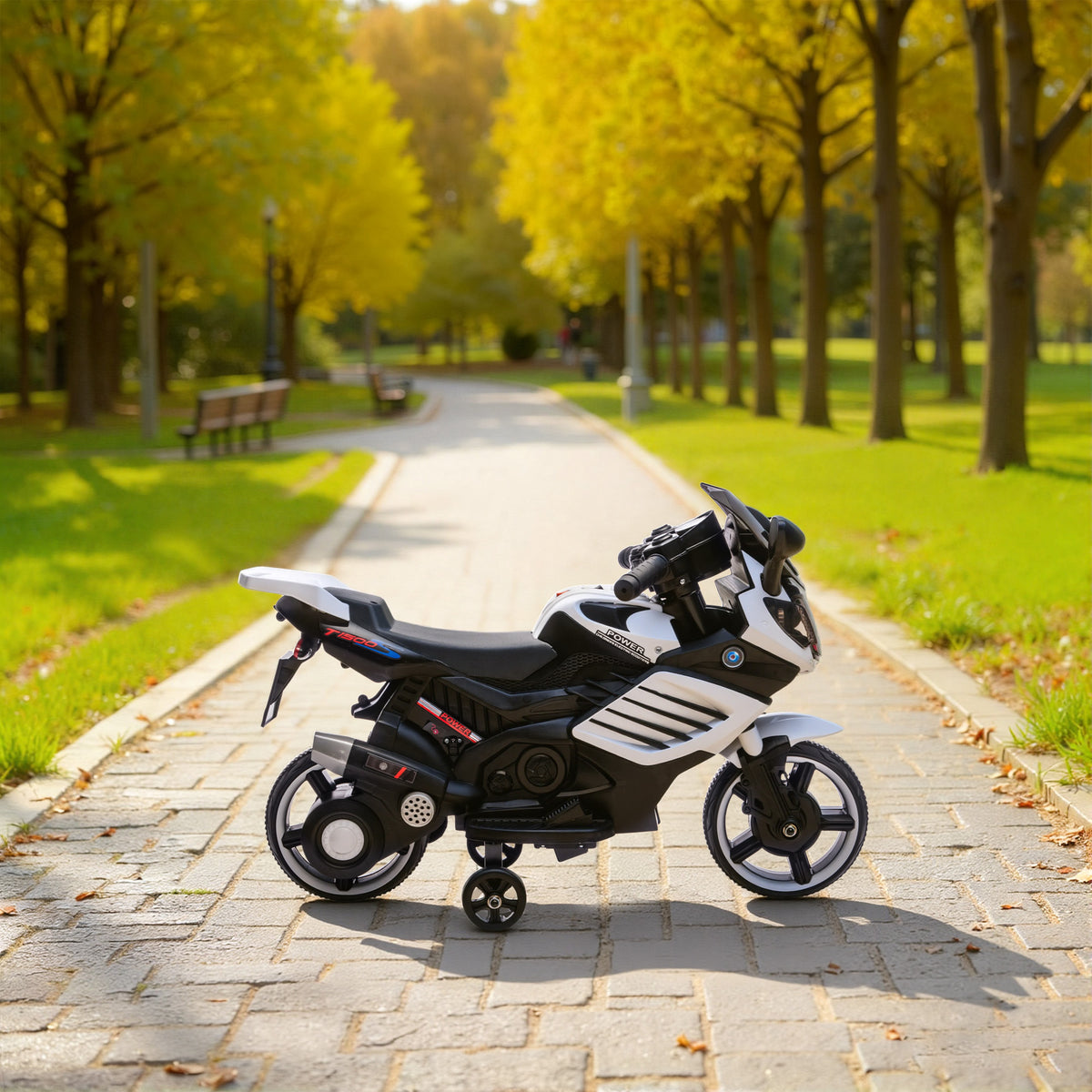 Moto électrique enfants 6 V, voiture électrique enfants avec roues d'entraînement, effets lumineux et sonores, blanc