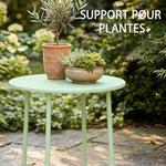 Table Basse Extérieure avec Bord Enroulé, Base en X avec Pieds Réglables en Hauteur, pour Salon Terrasse, Ø48x51cm, Vert