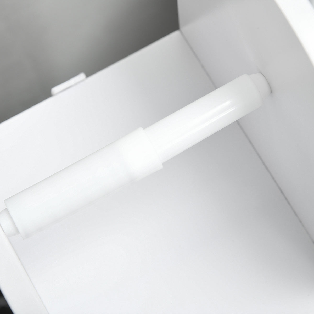 Meuble de salle de bain support papier toilette avec placard et étagères réglables 20 x 20 x 80 cm blanc