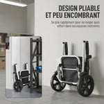 Chariot de courses pliable 40 L caddie de courses portable à roulettes avec poignée télescopique, 45,5x35,5x97cm, noir