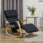 Fauteuil relax à bascule fauteuil allaitement avec repose-pieds réglable, poche latérale et appui-tête, noir